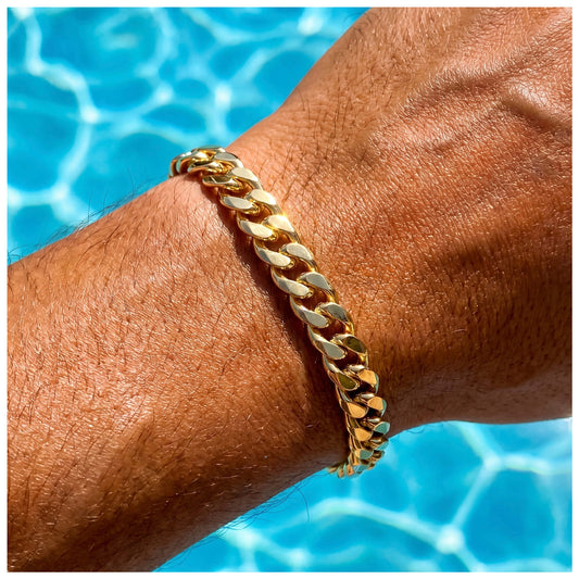 925S SILVER 18K GOLD "CUBAN" ARMBAND [PREMIUM VERSION] - ICERAIN JEWELRY