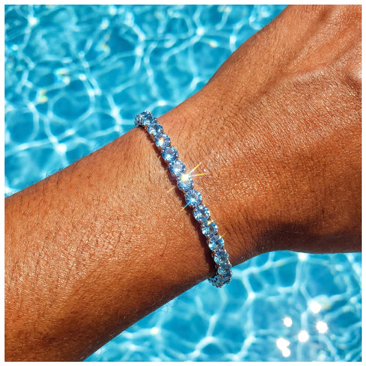 ICED OUT 4MM "SKYBLUE TENNIS" ARMBAND - ICERAIN JEWELRY