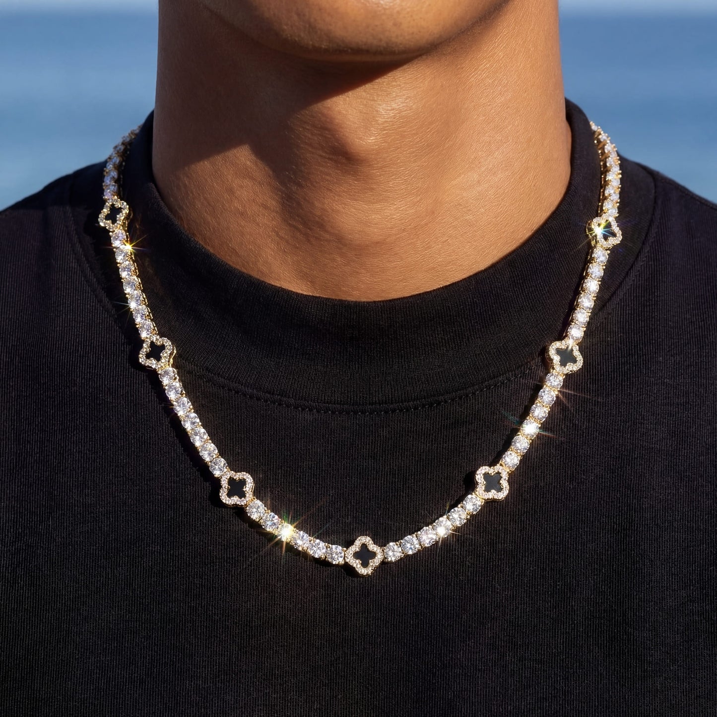 ICED OUT "GOLD CLOVER TENNIS" KETTE - ICERAIN JEWELRY
