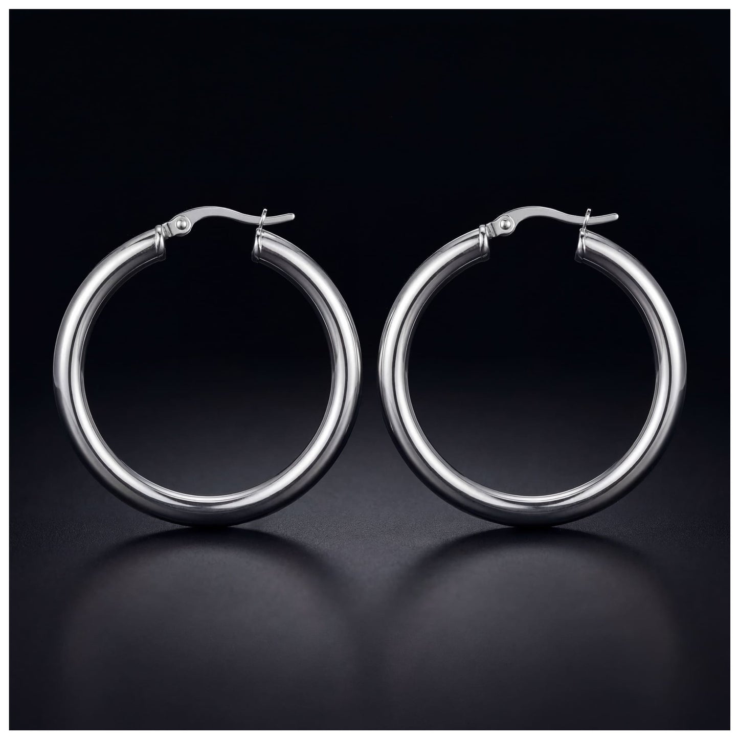 EDELSTAHL "SILVER CIRCLE" OHRRINGE - ICERAIN JEWELRY