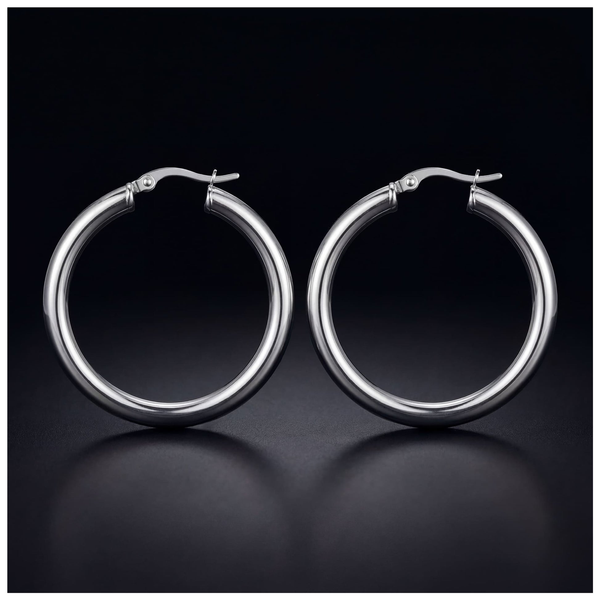 EDELSTAHL "SILVER CIRCLE" OHRRINGE - ICERAIN JEWELRY