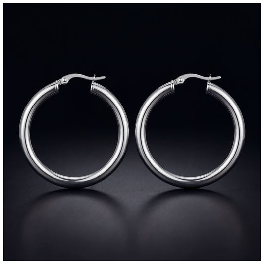 EDELSTAHL "SILVER CIRCLE" OHRRINGE - ICERAIN JEWELRY