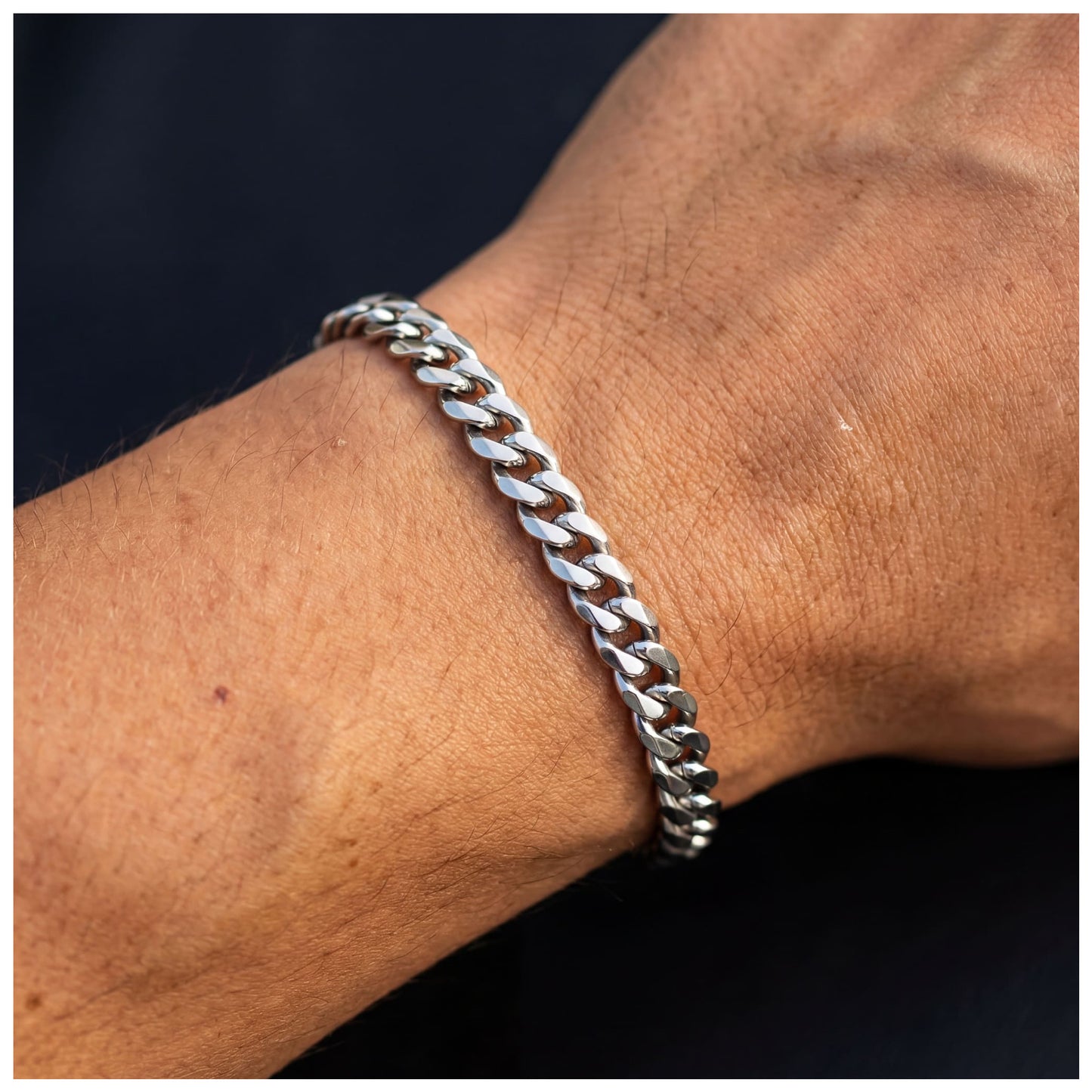 SALE | EDELSTAHL 5MM 22CM "SILVER CUBAN" ARMBAND - ICERAIN JEWELRY