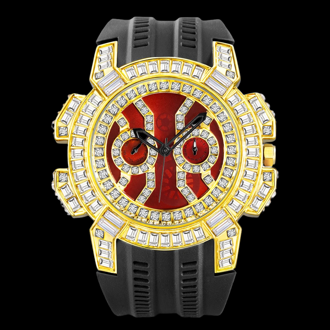 Luxus Designer Iced Out "Sunstar" Uhr + Box + Armbandkürzer