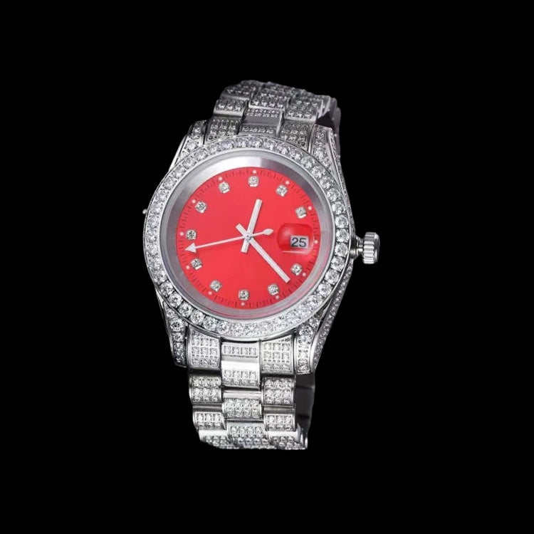 Luxus Designer Iced Out 40mm "Cosafima" 12K Whitegold Uhr + Box + Armbandkürzer