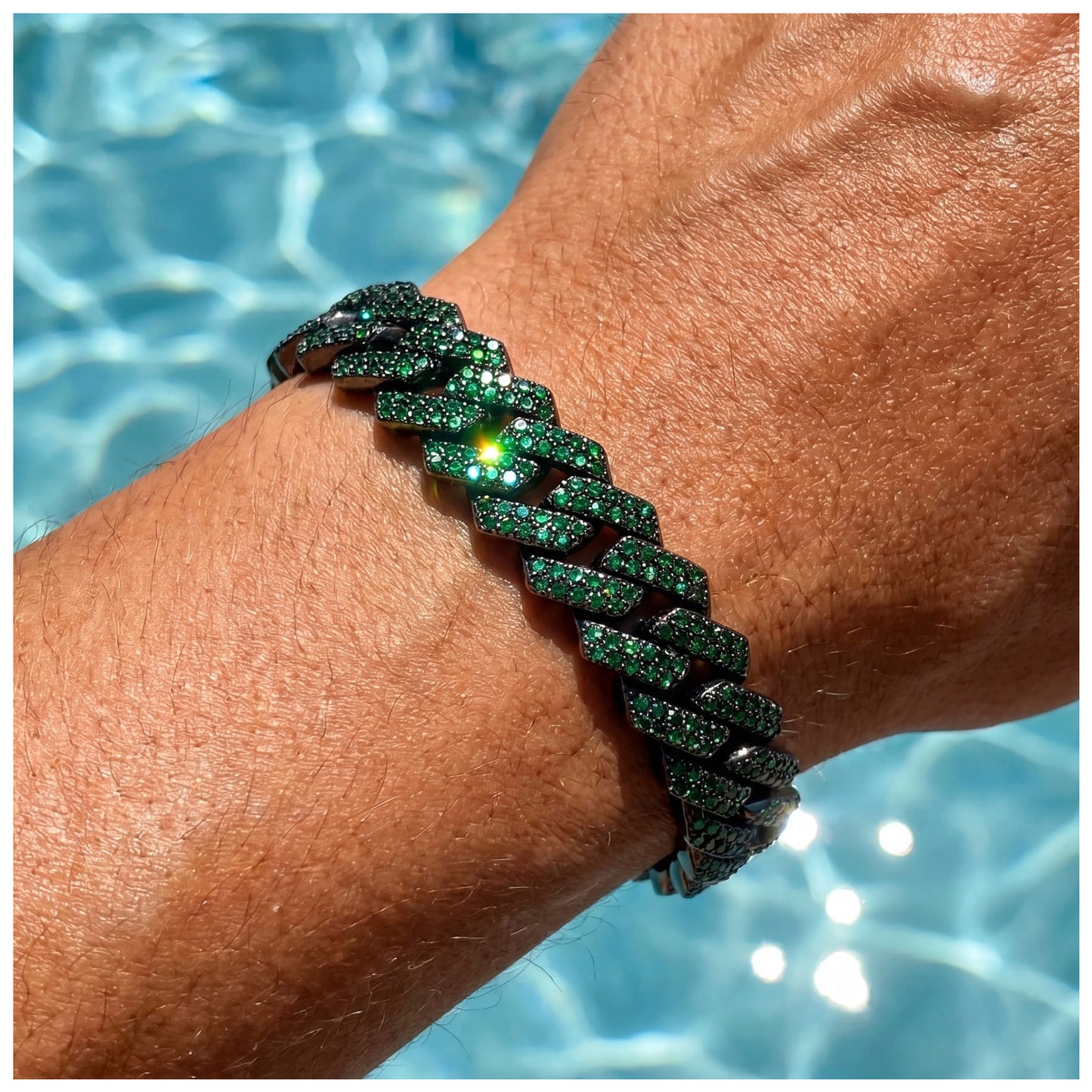 ICED OUT 14MM "GREEN PRONG CUBAN" ARMBAND [CLASSIC VERSION] - ICERAIN JEWELRY