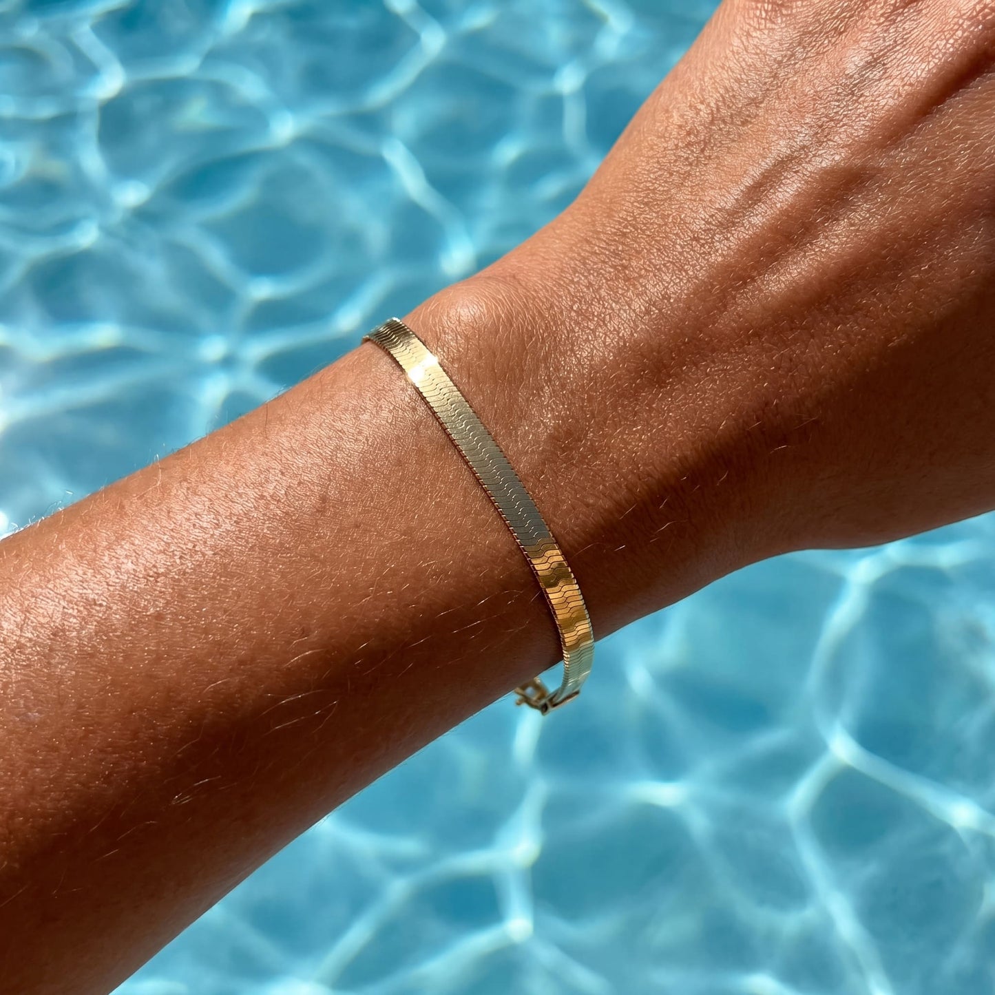 925S SILVER 18K GOLD "HERRINGBONE" ARMBAND - ICERAIN JEWELRY