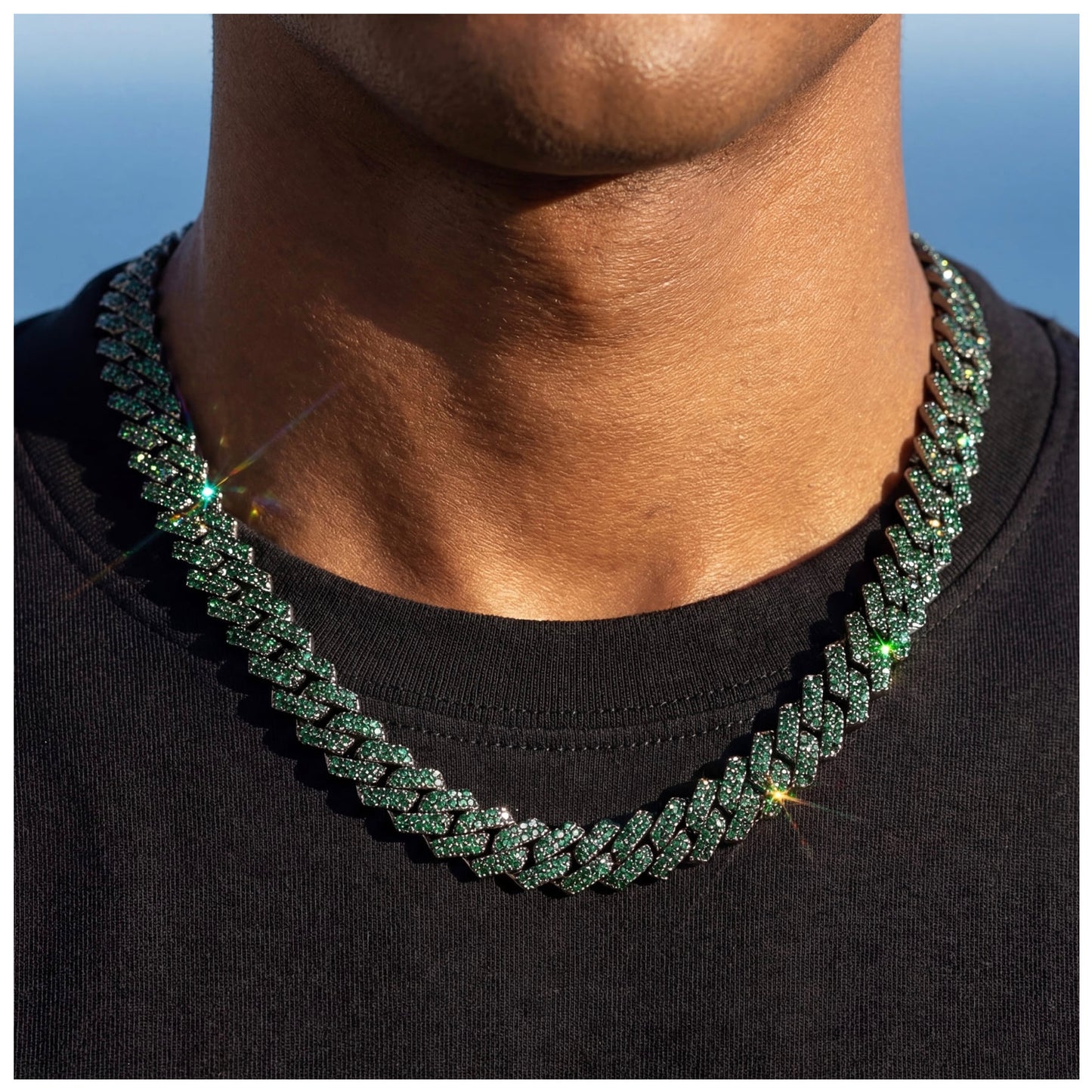 ICED OUT 14MM "GREEN PRONG CUBAN" KETTE [CLASSIC VERSION] - ICERAIN JEWELRY
