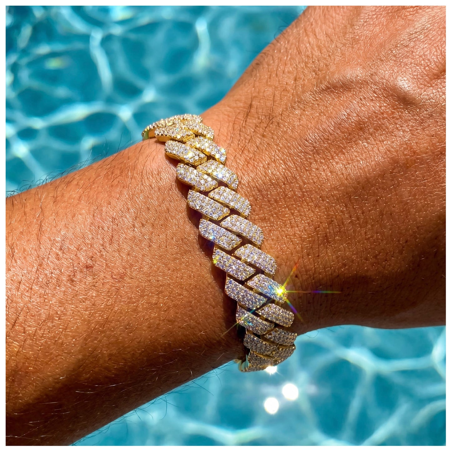ICED OUT 10-14MM "GOLD PRONG CUBAN" ARMBAND [HEAVY VERSION] - ICERAIN JEWELRY