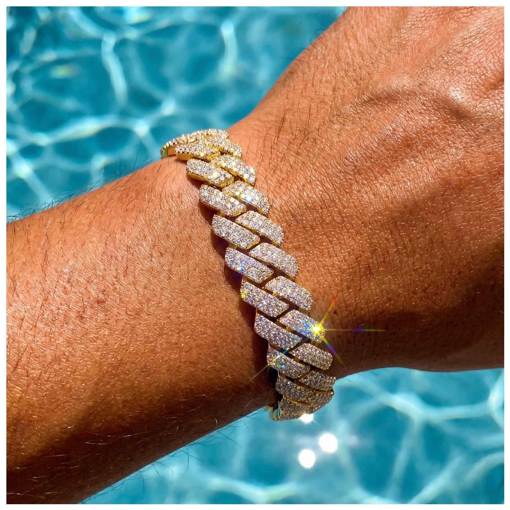 ICED OUT 10-14MM "GOLD PRONG CUBAN" ARMBAND [HEAVY VERSION] - ICERAIN JEWELRY