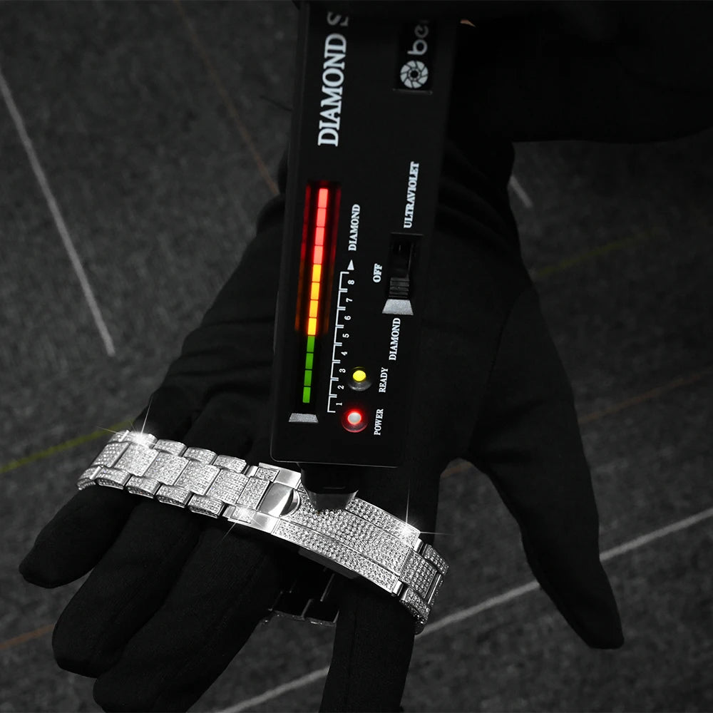 ICED OUT 41MM MOISSANITE "SILVER ARABIC MONAC" UHR - ICERAIN JEWELRY