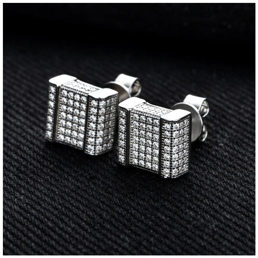 ICED OUT MOISSANITE "QUADRO" WEISSGOLD 925S SILVER OHRRINGE - ICERAIN JEWELRY