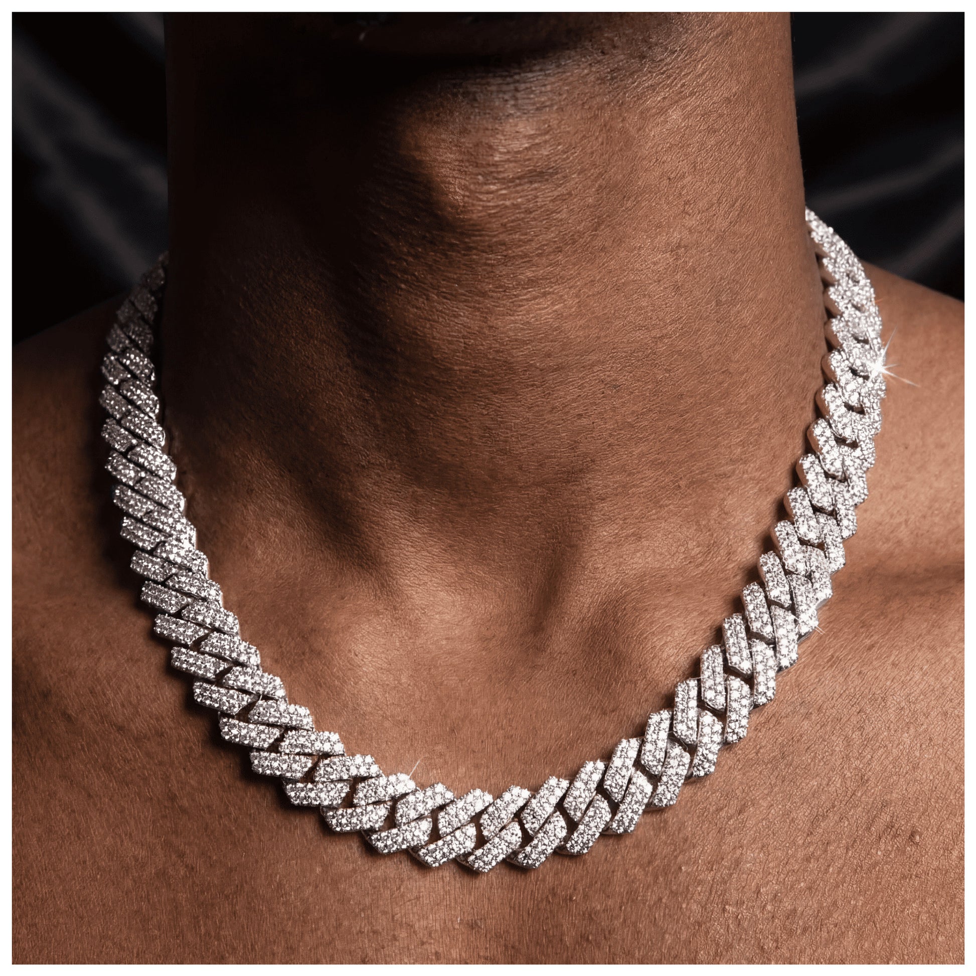 SALE | ICED OUT 14MM 60CM "SILVER PRONG CUBAN" KETTE [CLASSIC VERSION] - ICERAIN JEWELRY