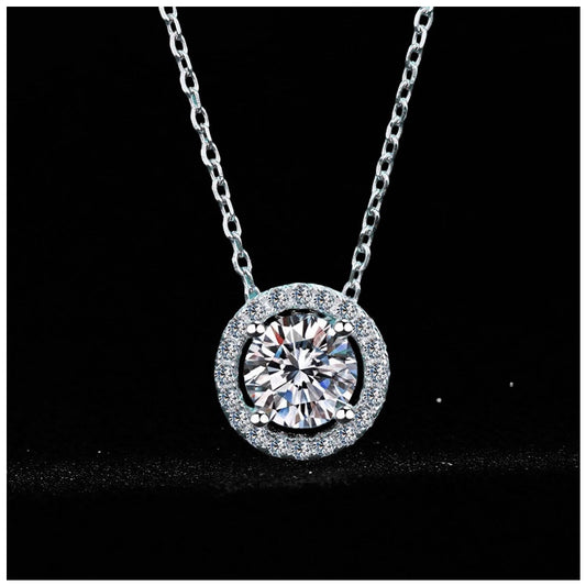 Luxus Iced Out Moissanite "Halo" Whitegold 925S Silver Kette