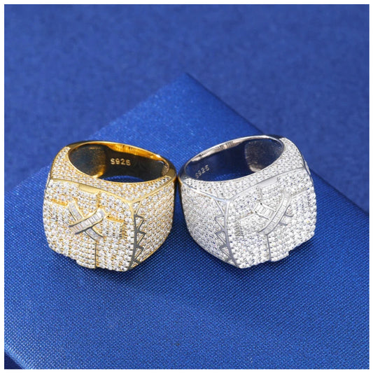 ICED OUT MOISSANITE "CROSS" WEISSGOLD 925S SILVER RING - ICERAIN JEWELRY