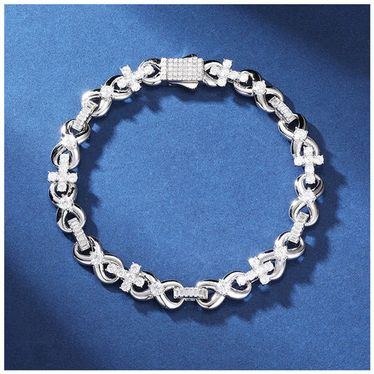 ICED OUT MOISSANITE "SILVER INFINITY CROSS" WEISSGOLD 925S SILVER ARMBAND - ICERAIN JEWELRY