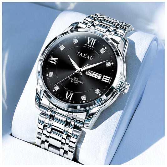 SALE | EDELSTAHL "SILVER/BLACK BUSINAR" UHR - ICERAIN JEWELRY