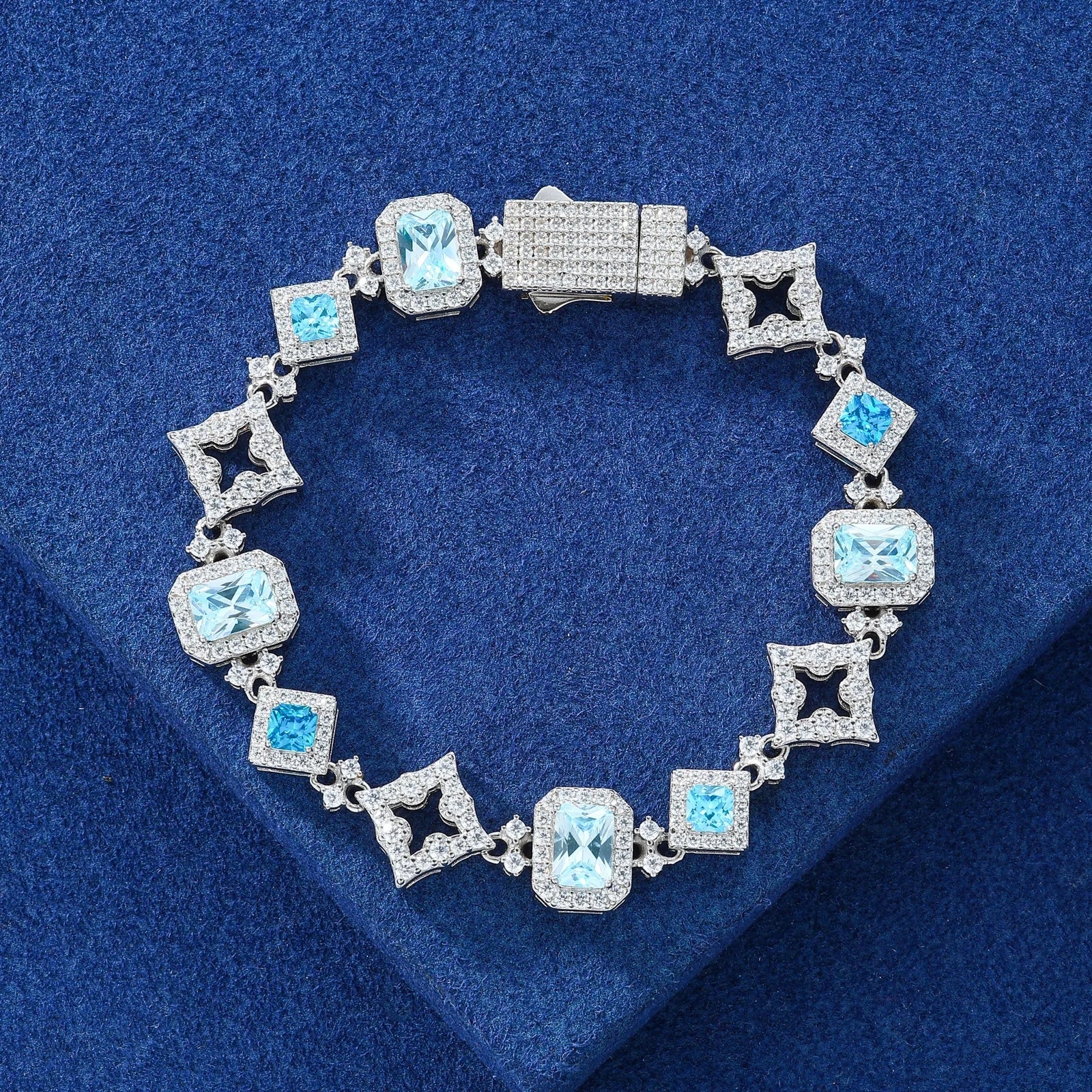 ICED OUT 13MM MOISSANITE "BLUNOVA" WEISSGOLD 925S SILVER ARMBAND - ICERAIN JEWELRY