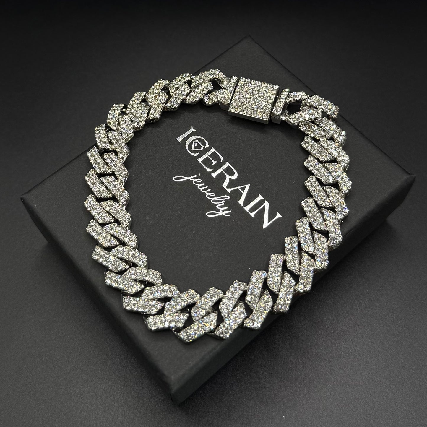ICED OUT 14MM 4-IN-1 "SILVER PRONG" SCHMUCKSET (2 HALSKETTEN + ARMBAND + UHR) - ICERAIN JEWELRY