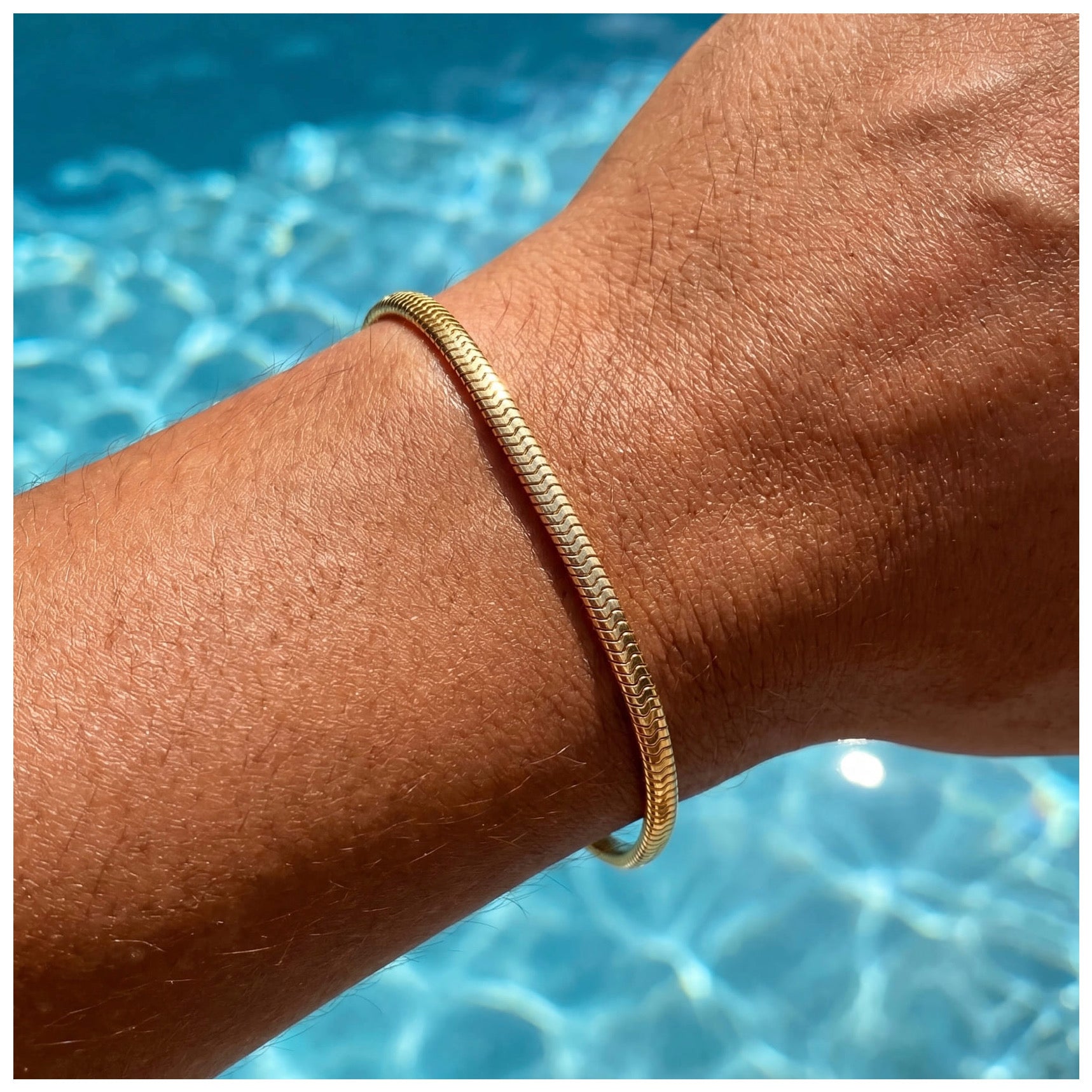 925S SILVER 18K GOLD 3MM "SNAKE" ARMBAND - ICERAIN JEWELRY