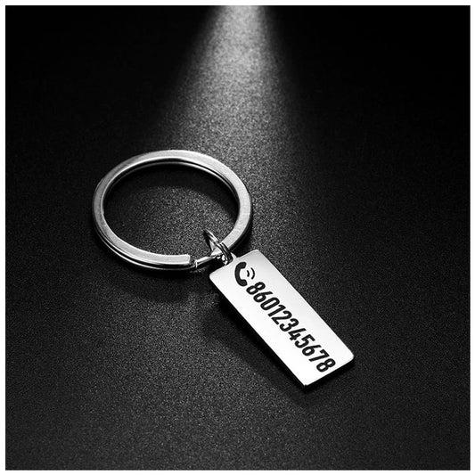 PERSONALISIERTER EDELSTAHL "PHONE NUMERO" SCHLÜSSELANHÄNGER