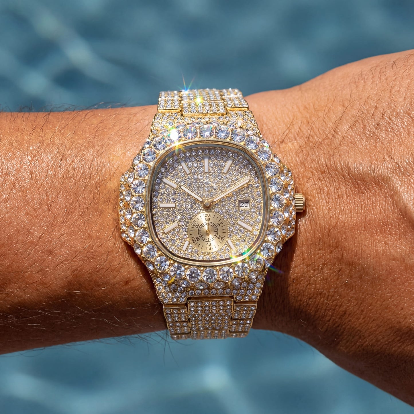 SALE | ICED OUT "GOLD SCINTILLARE" UHR - ICERAIN JEWELRY
