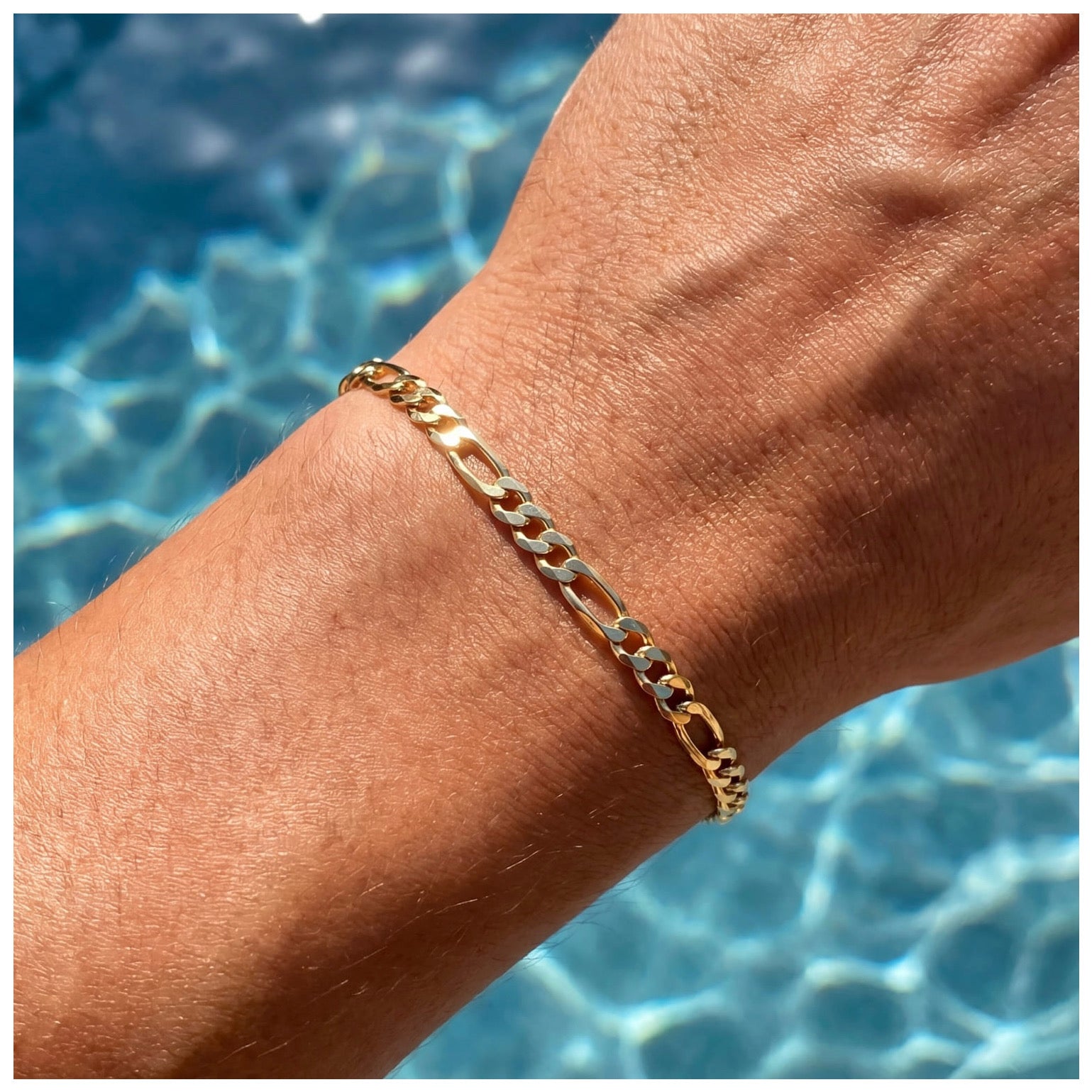 925S SILVER 18K GOLD "FIGARO" ARMBAND [CLASSIC VERSION] - ICERAIN JEWELRY