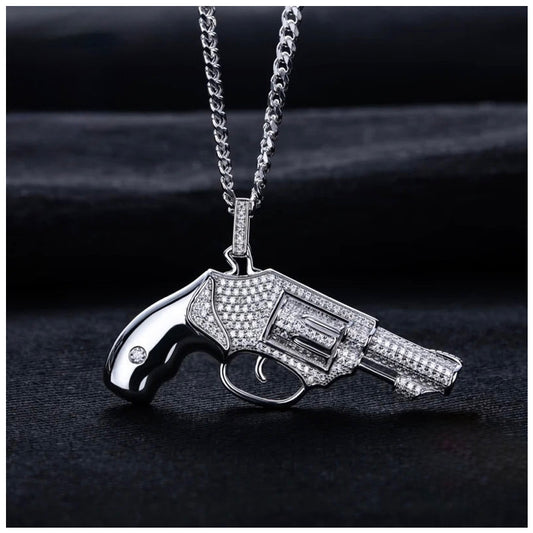 ICED OUT MOISSANITE "GUN V2" WEISSGOLD 925S SILVER KETTE - ICERAIN JEWELRY