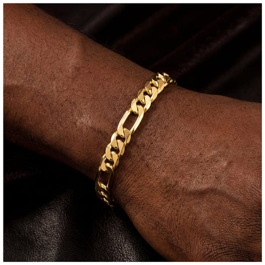 925S SILVER 18K GOLD 6,5MM "FIGARO" ARMBAND [PREMIUM VERSION] - ICERAIN JEWELRY