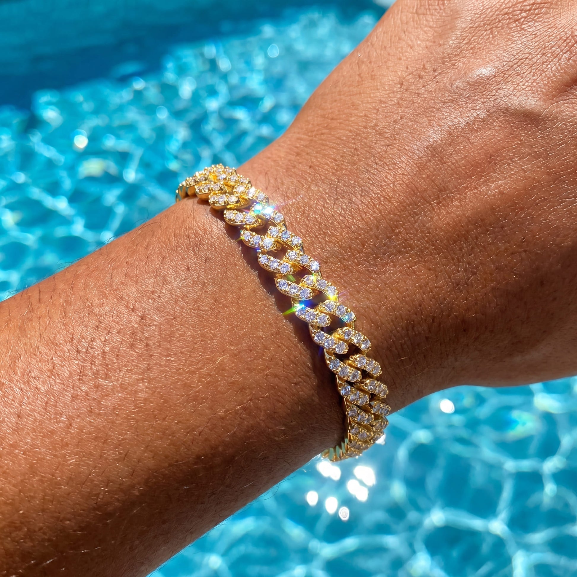 ICED OUT 9MM "GOLD CHOPPER CUBAN" ARMBAND - ICERAIN JEWELRY