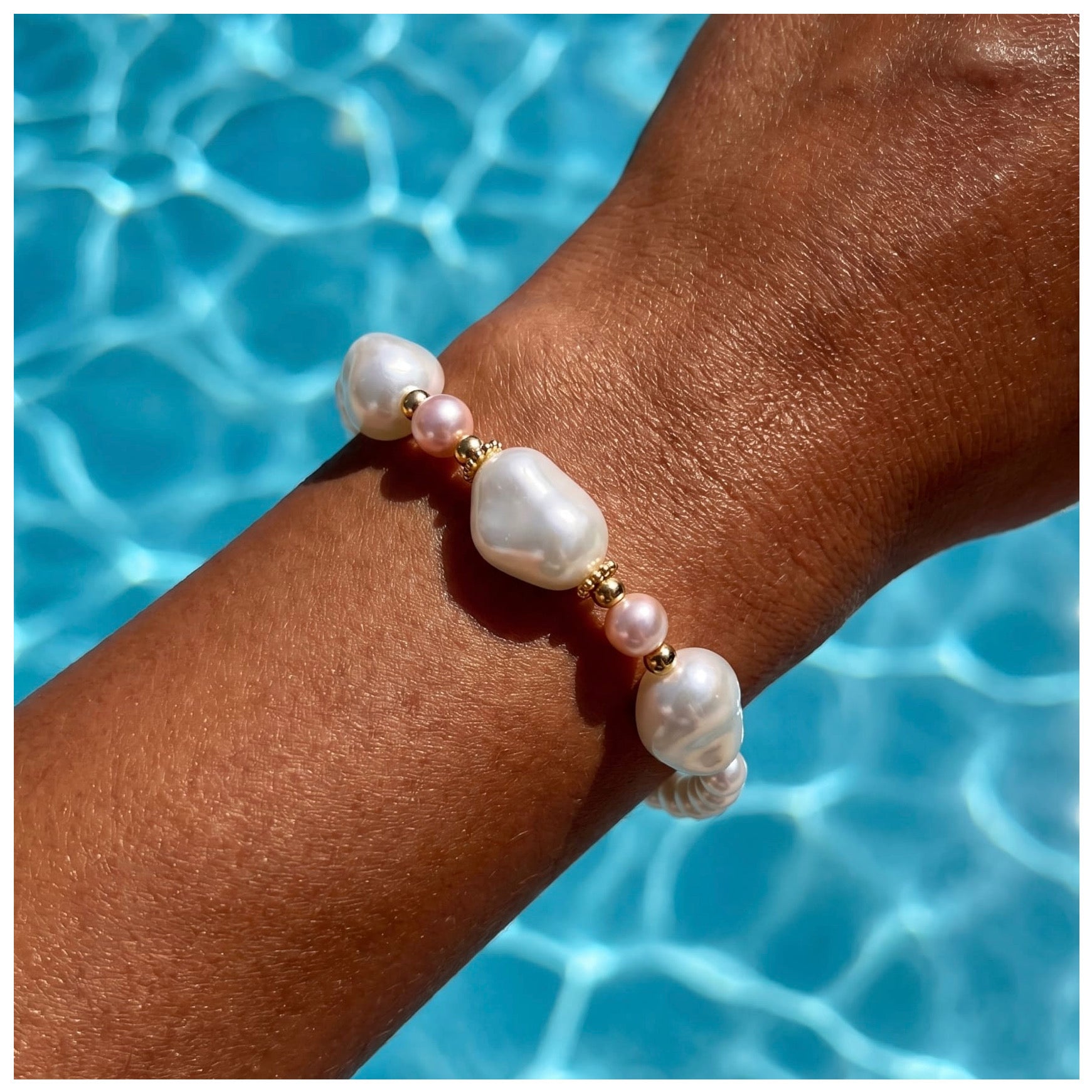 925S SILVER 14K GOLD "BAROQUE PEARL MIX" ARMBAND - ICERAIN JEWELRY
