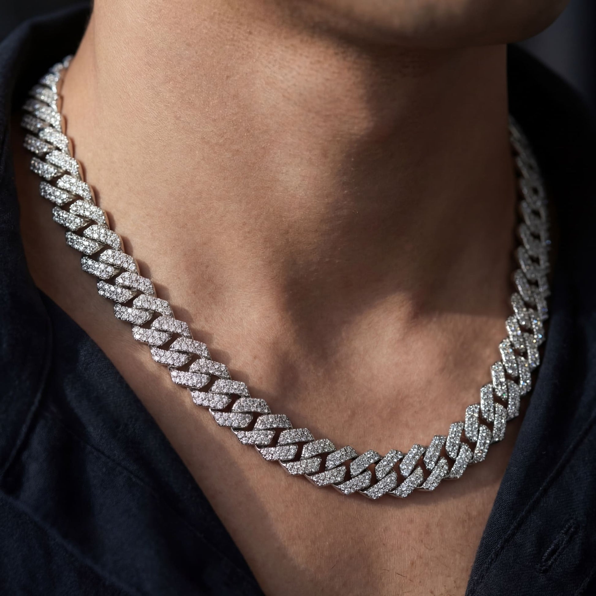 SALE | ICED OUT 14MM 60CM "SILVER PRONG CUBAN" KETTE [CLASSIC VERSION] - ICERAIN JEWELRY