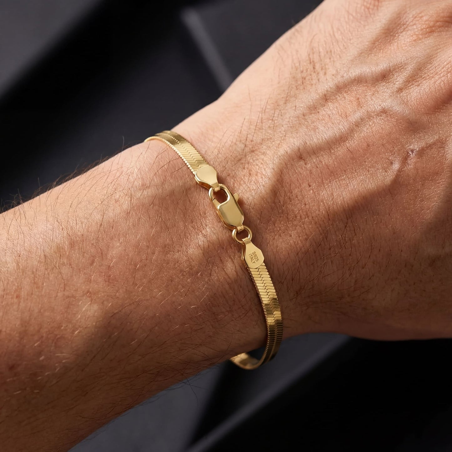 925S SILVER 18K GOLD "HERRINGBONE" ARMBAND - ICERAIN JEWELRY