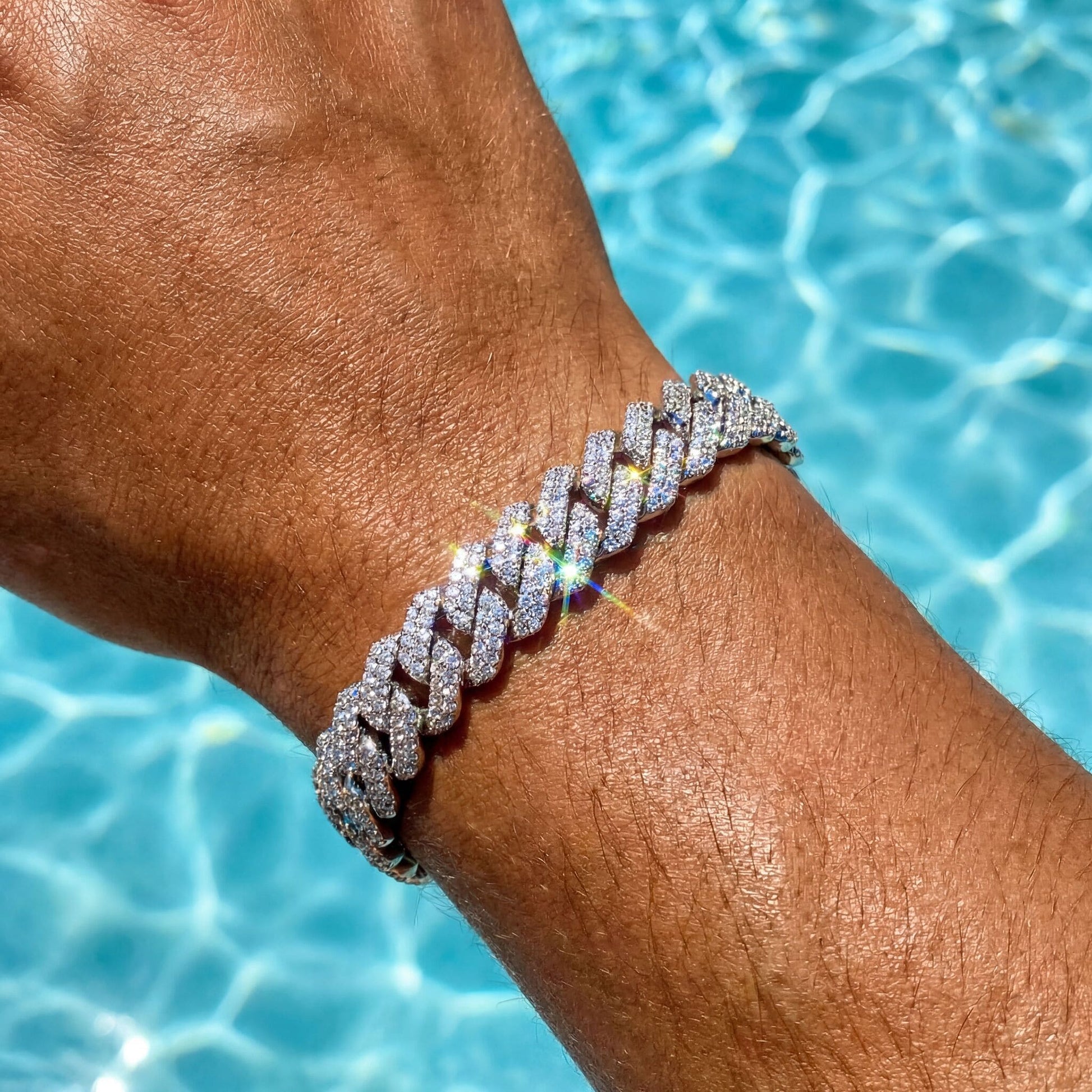 ICED OUT 10-14MM "SILVER PRONG CUBAN" ARMBAND [HEAVY VERSION] - ICERAIN JEWELRY