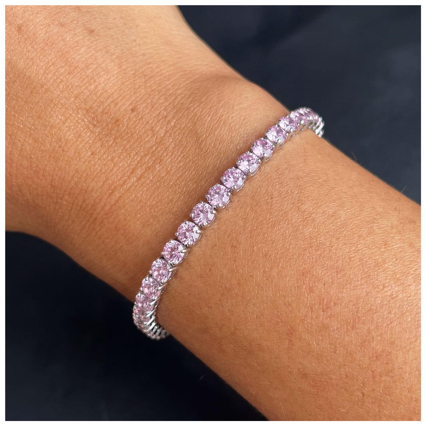 ICED OUT 4MM "PINK TENNIS" ARMBAND - ICERAIN JEWELRY