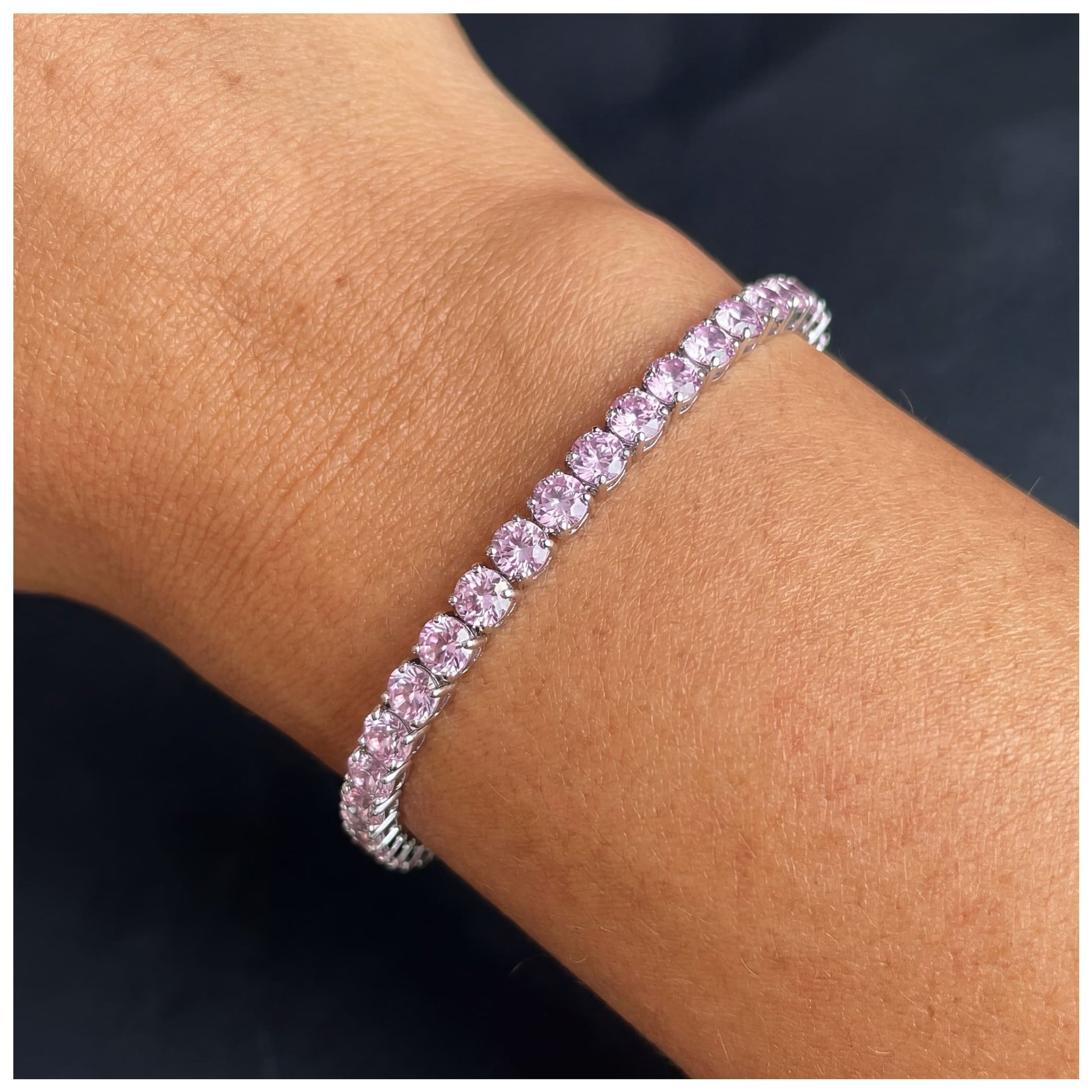 ICED OUT 4MM "PINK TENNIS" ARMBAND - ICERAIN JEWELRY