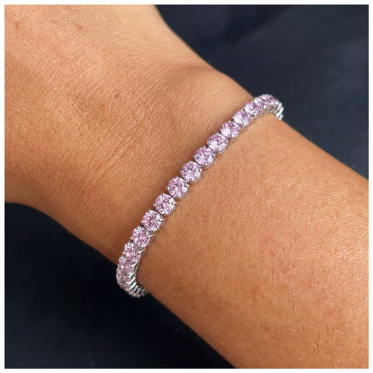 ICED OUT 4MM "PINK TENNIS" ARMBAND - ICERAIN JEWELRY