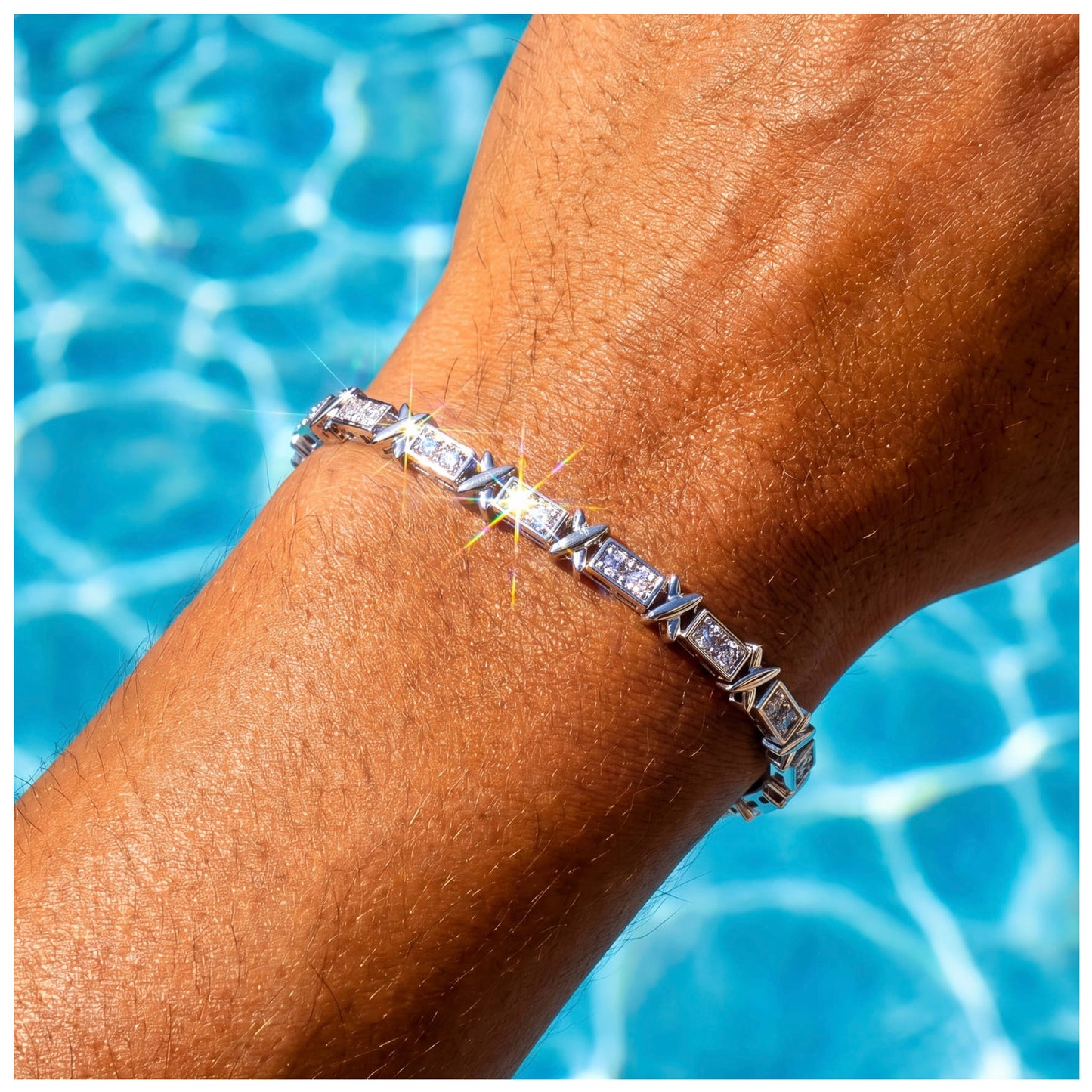 ICED OUT 3MM "SILVER XONE" ARMBAND - ICERAIN JEWELRY