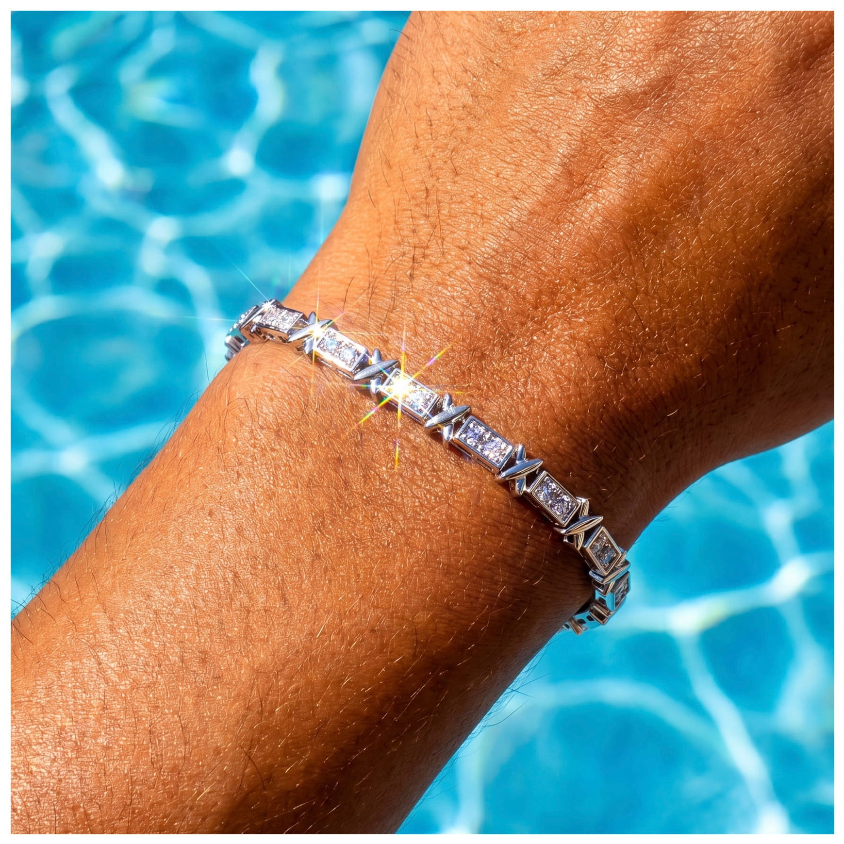 ICED OUT 3MM "SILVER XONE" ARMBAND - ICERAIN JEWELRY