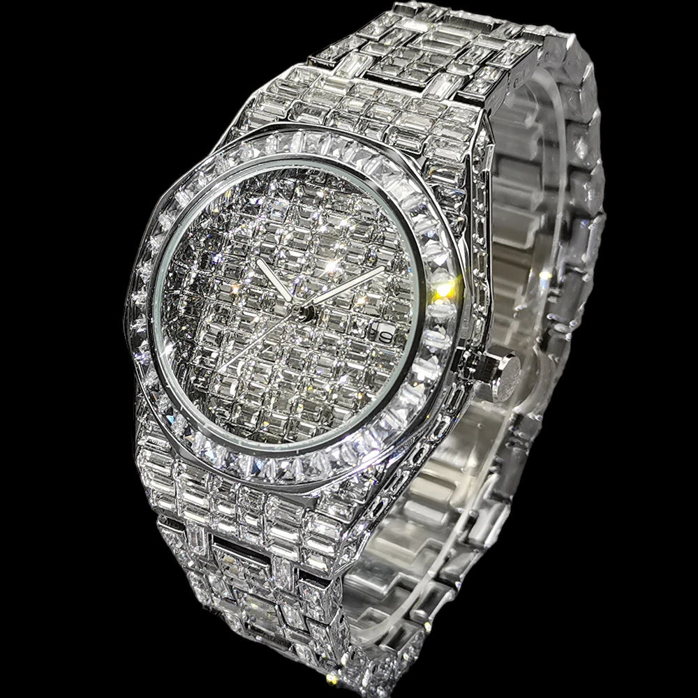 Luxus Designer Iced Out "Velesimo" Uhr + Box + Armbandkürzer