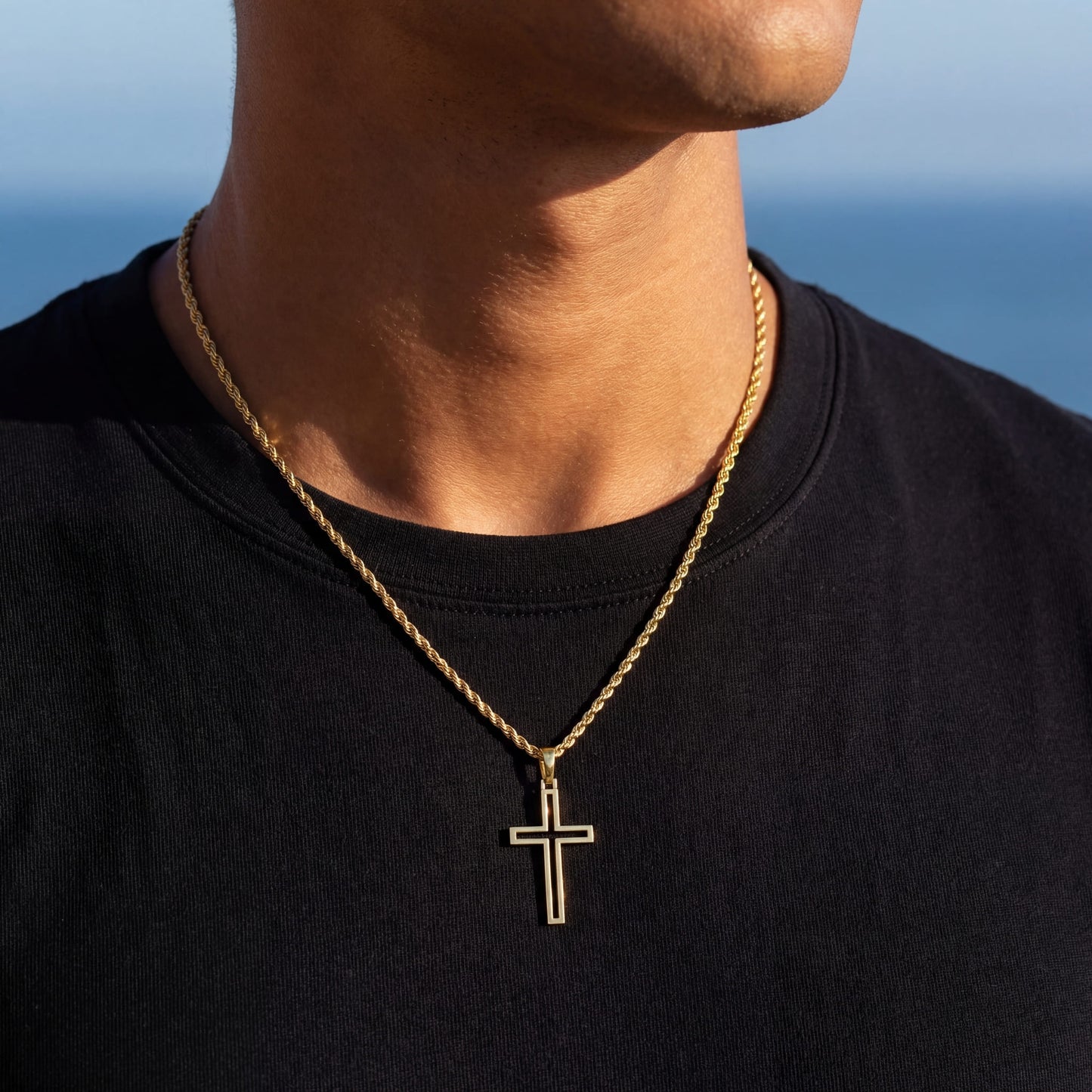 925S SILVER 18K GOLD "CROSS V2" KETTE - ICERAIN JEWELRY