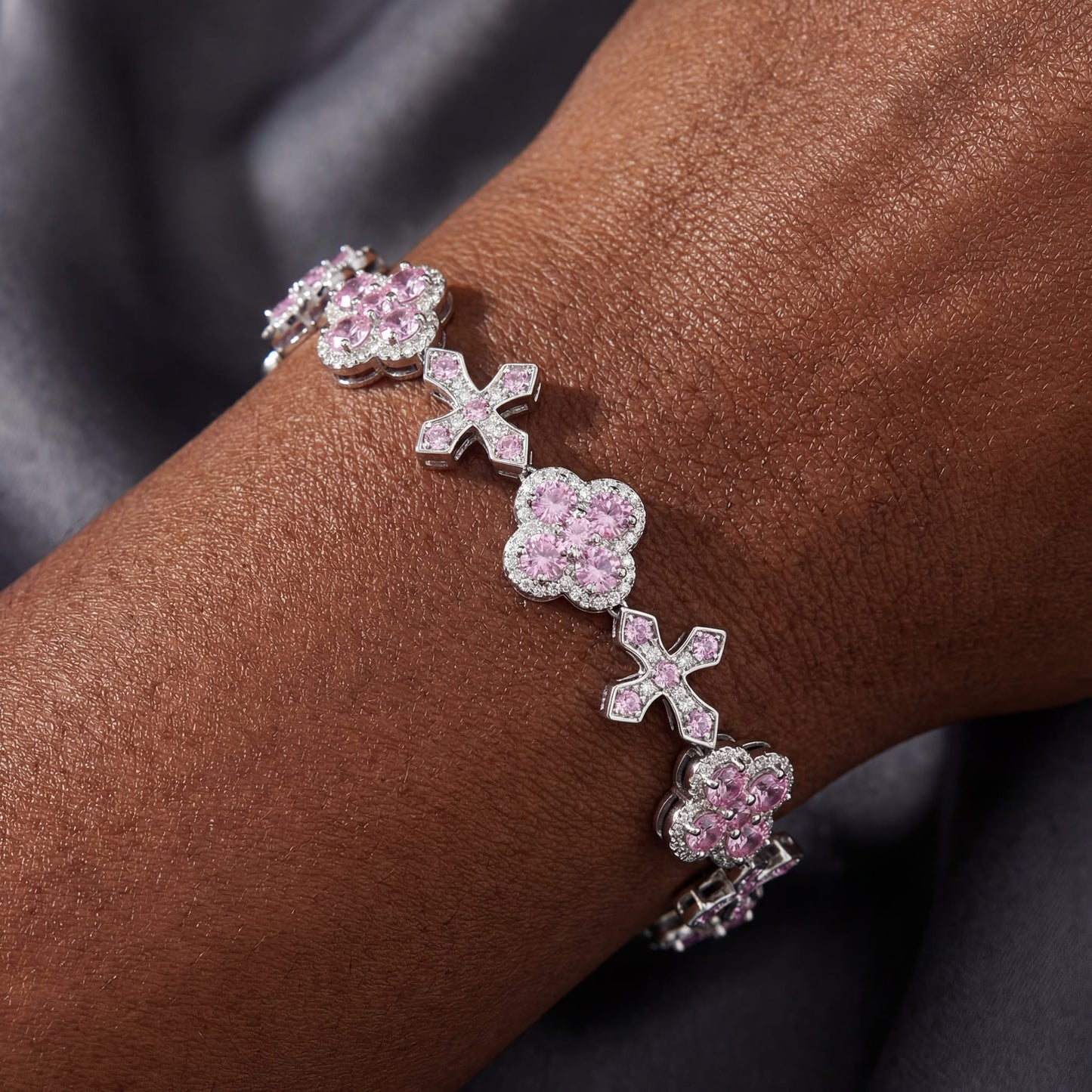 ICED OUT "CLOVER CROSS" ARMBAND - ICERAIN JEWELRY