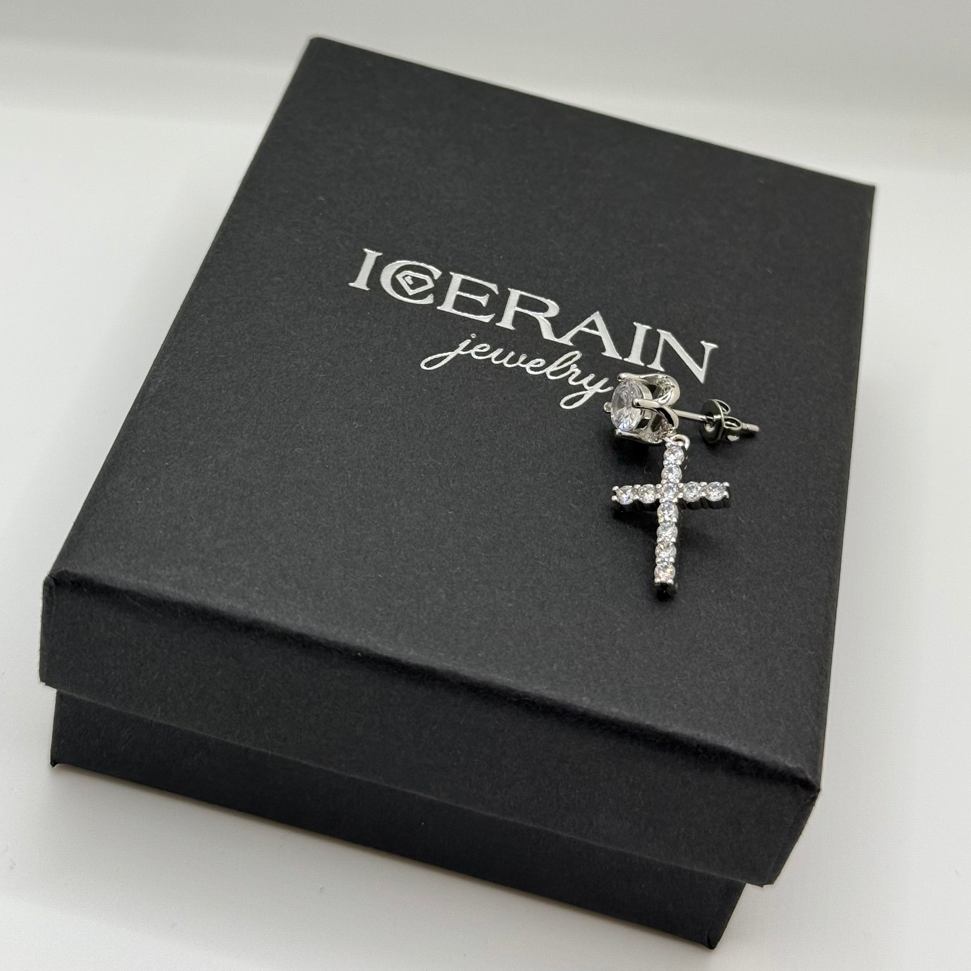 Luxus Iced Out "Silver Luxury Cross" Ohrringe - ICERAIN JEWELRY