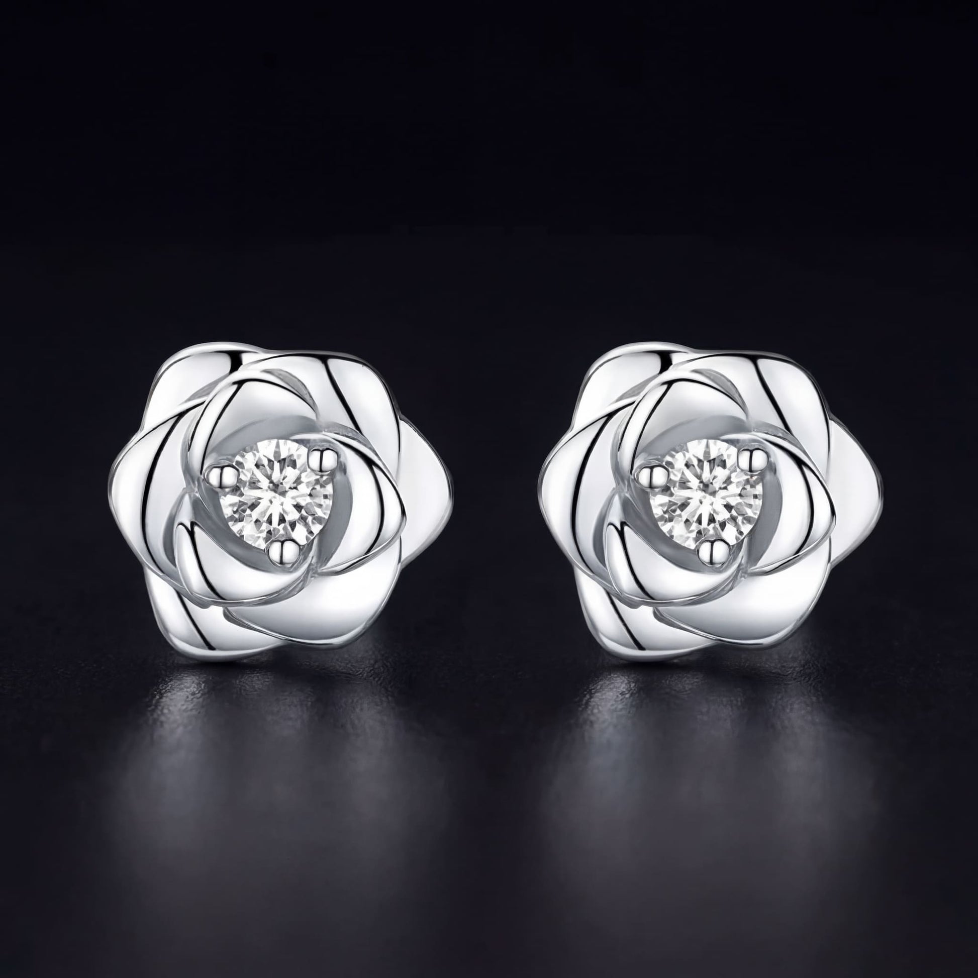 ICED OUT "SILVER ROSE" OHRRINGE - ICERAIN JEWELRY