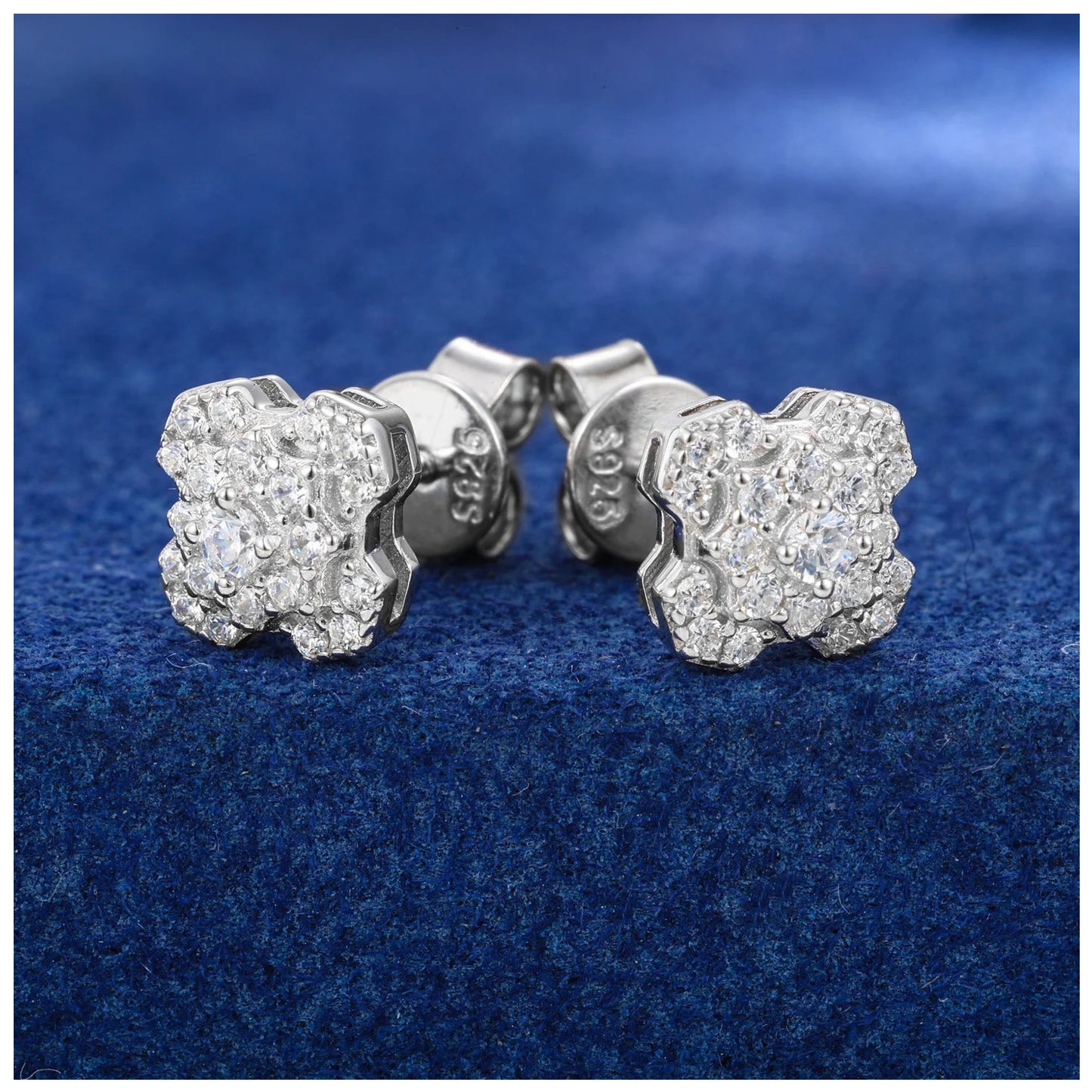 ICED OUT MOISSANITE "GEOMETRIE" WEISSGOLD 925S SILVER OHRRINGE - ICERAIN JEWELRY