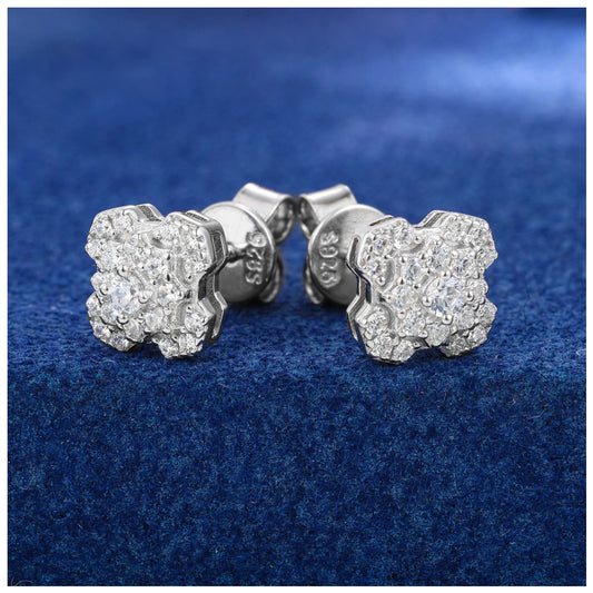 ICED OUT MOISSANITE "GEOMETRIE" WEISSGOLD 925S SILVER OHRRINGE - ICERAIN JEWELRY