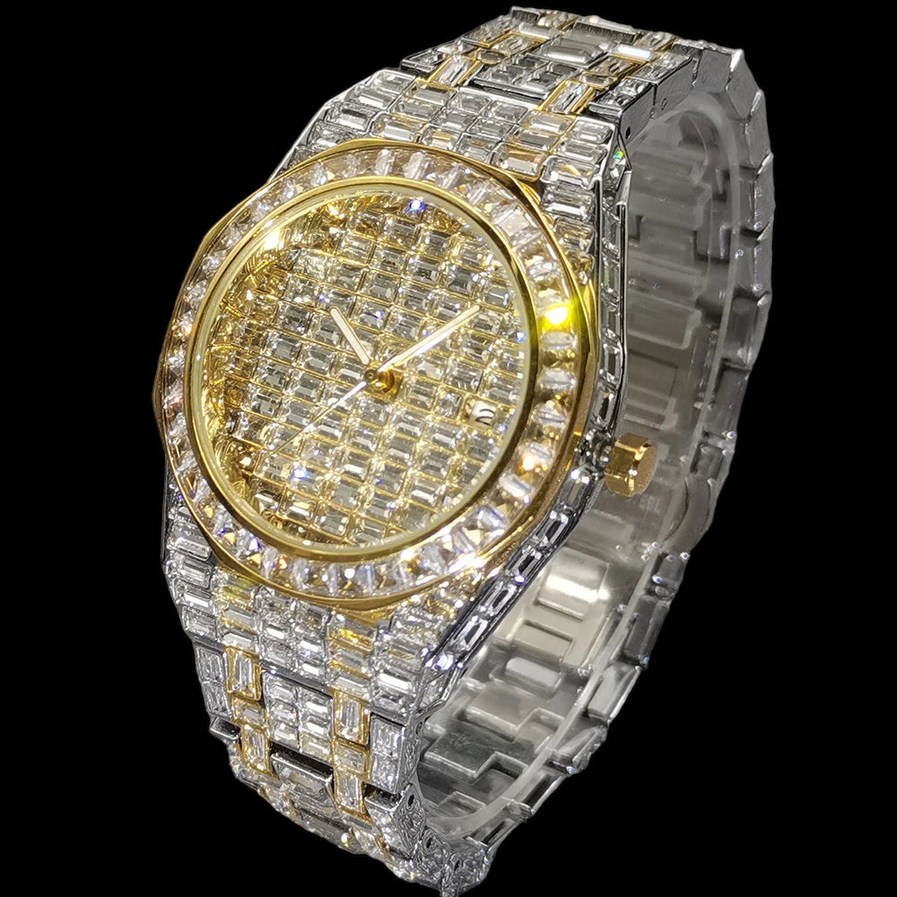 Luxus Designer Iced Out "Velesimo" Uhr + Box + Armbandkürzer