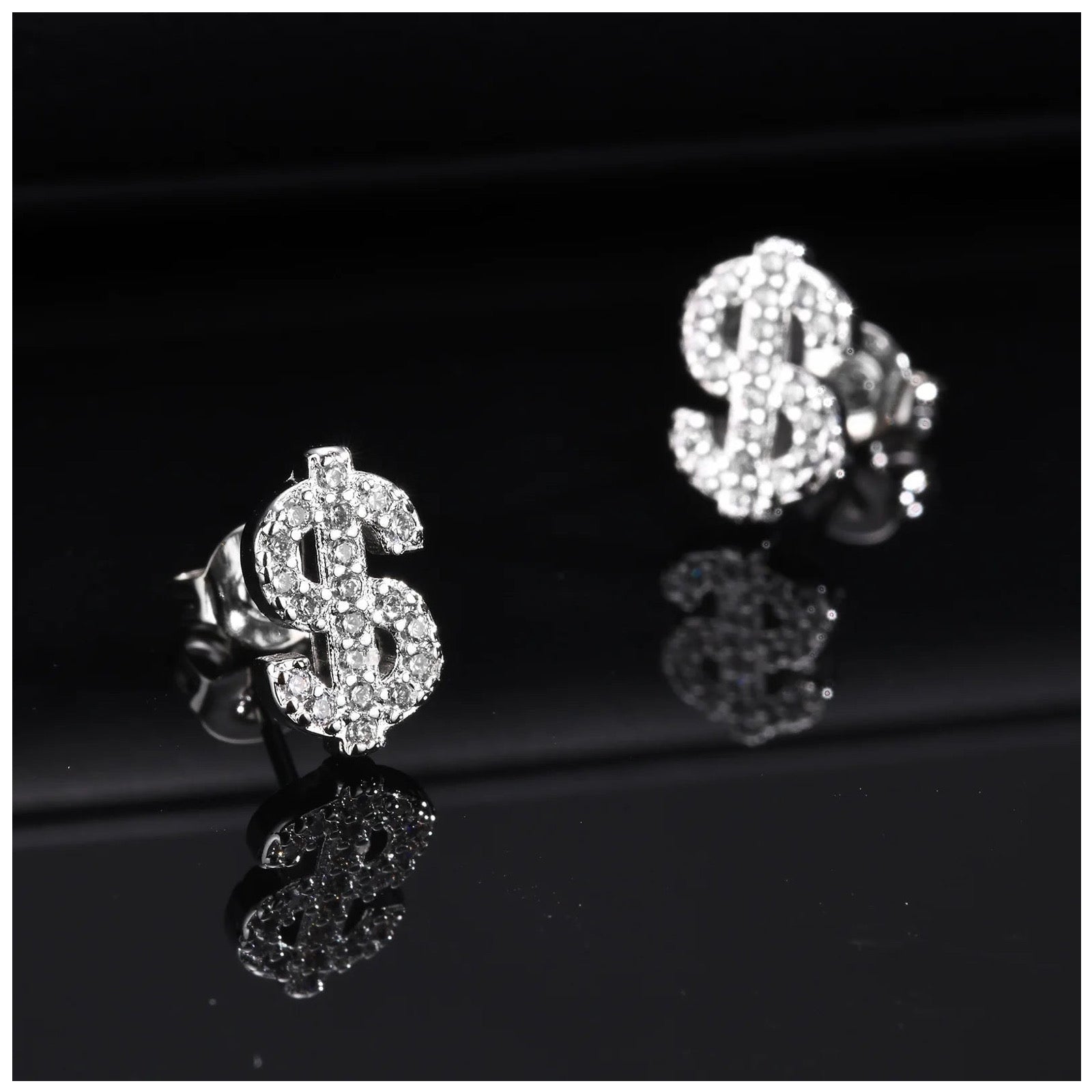ICED OUT "DOLLAR" OHRRINGE - ICERAIN JEWELRY
