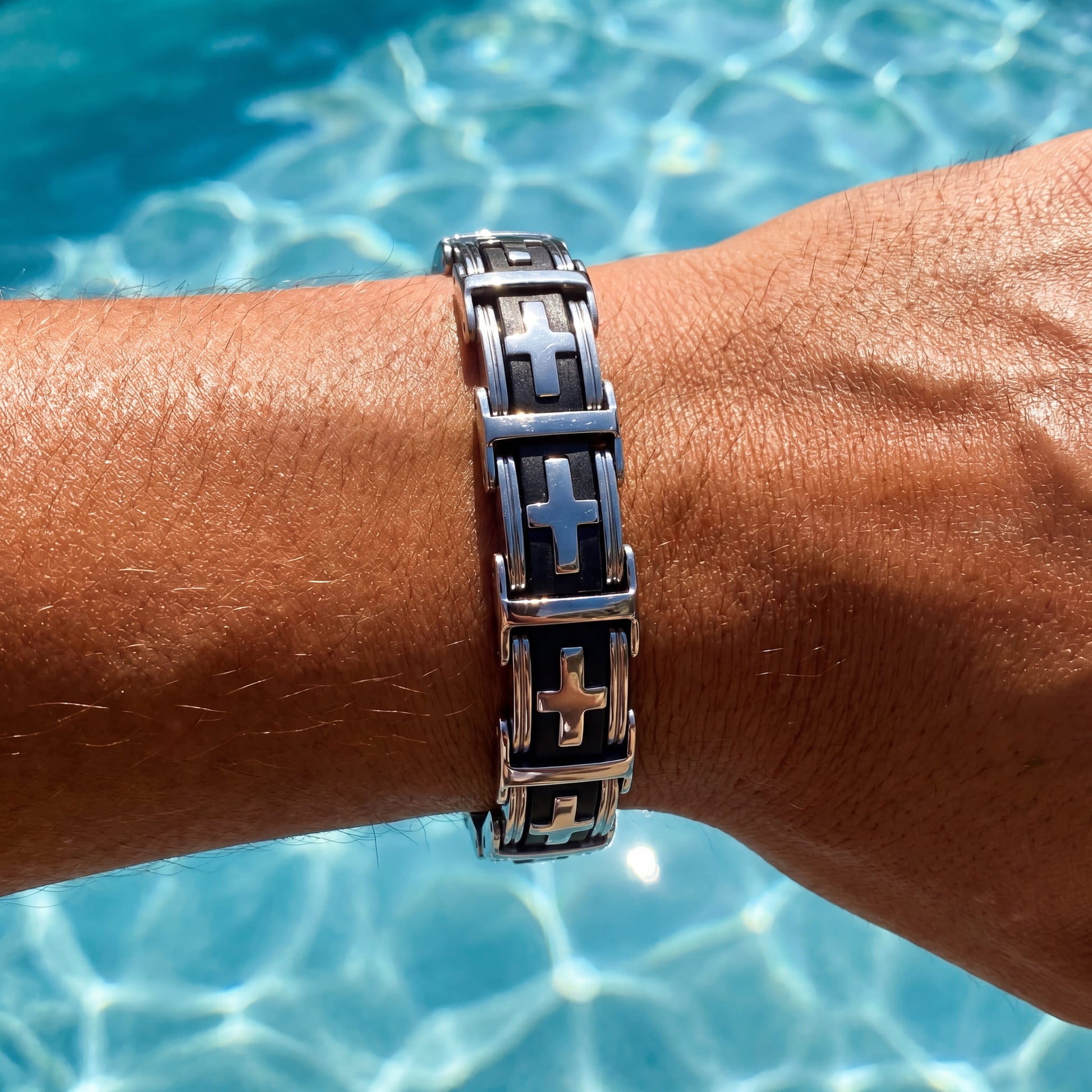 EDELSTAHL 14MM "CROSS" ARMBAND - ICERAIN JEWELRY