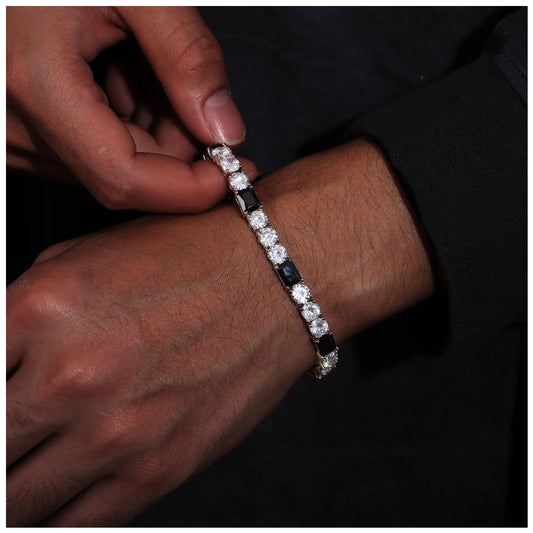 ICED OUT 6MM MOISSANITE "SILVER/BLACK TENNIS V2" WEISSGOLD 925S SILVER ARMBAND - ICERAIN JEWELRY